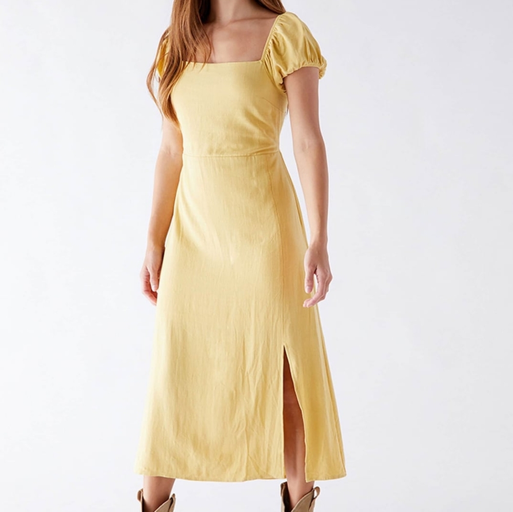 LA Hearts Yellow Midi Backless Dress